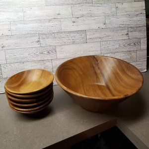 Vintage MCM Royal Acacia Salad Set